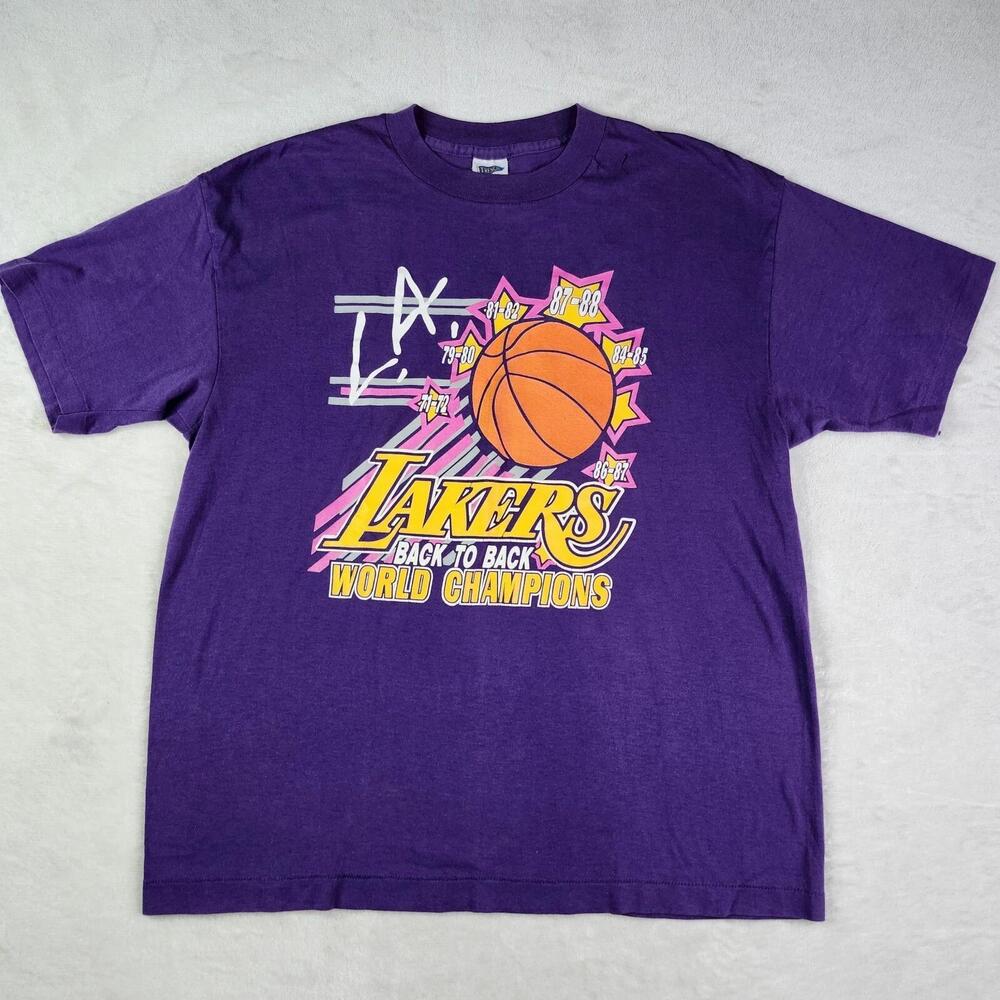 Los Angeles Lakers Back To Back World Champions 80S T-Shirt Xl Retro